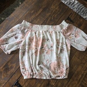 Rachel Zoe Floral Crop Top Off The Shoulder Size Medium